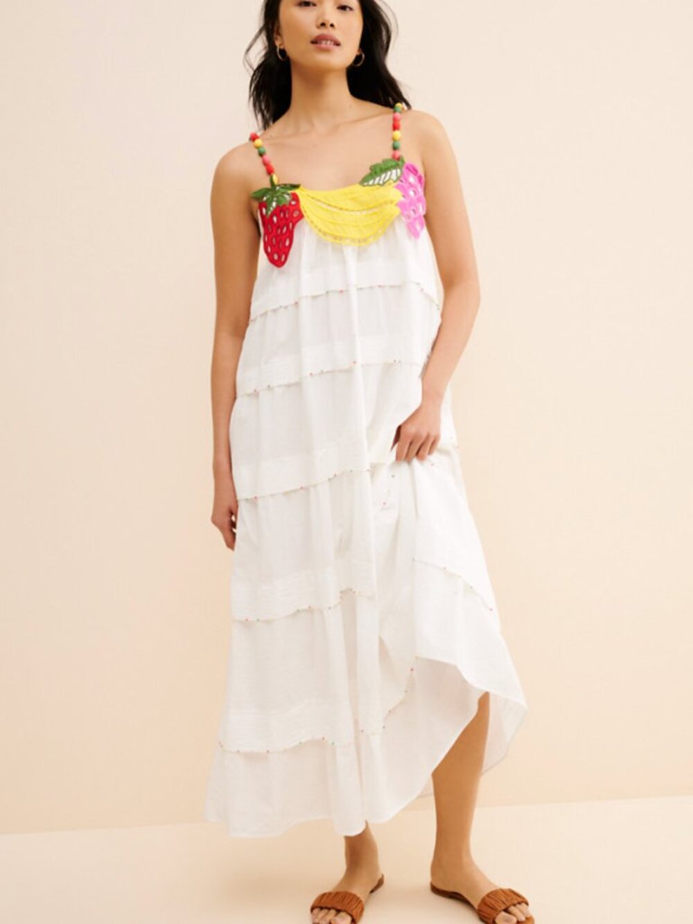 NWT FARM Rio Size Medium Off-White Fruits Richelieu Sleeveless Maxi Dress - Picture 2 of 8